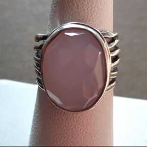 Rare Silpada 925 Sterling Silver Rose Glass Ring R1851